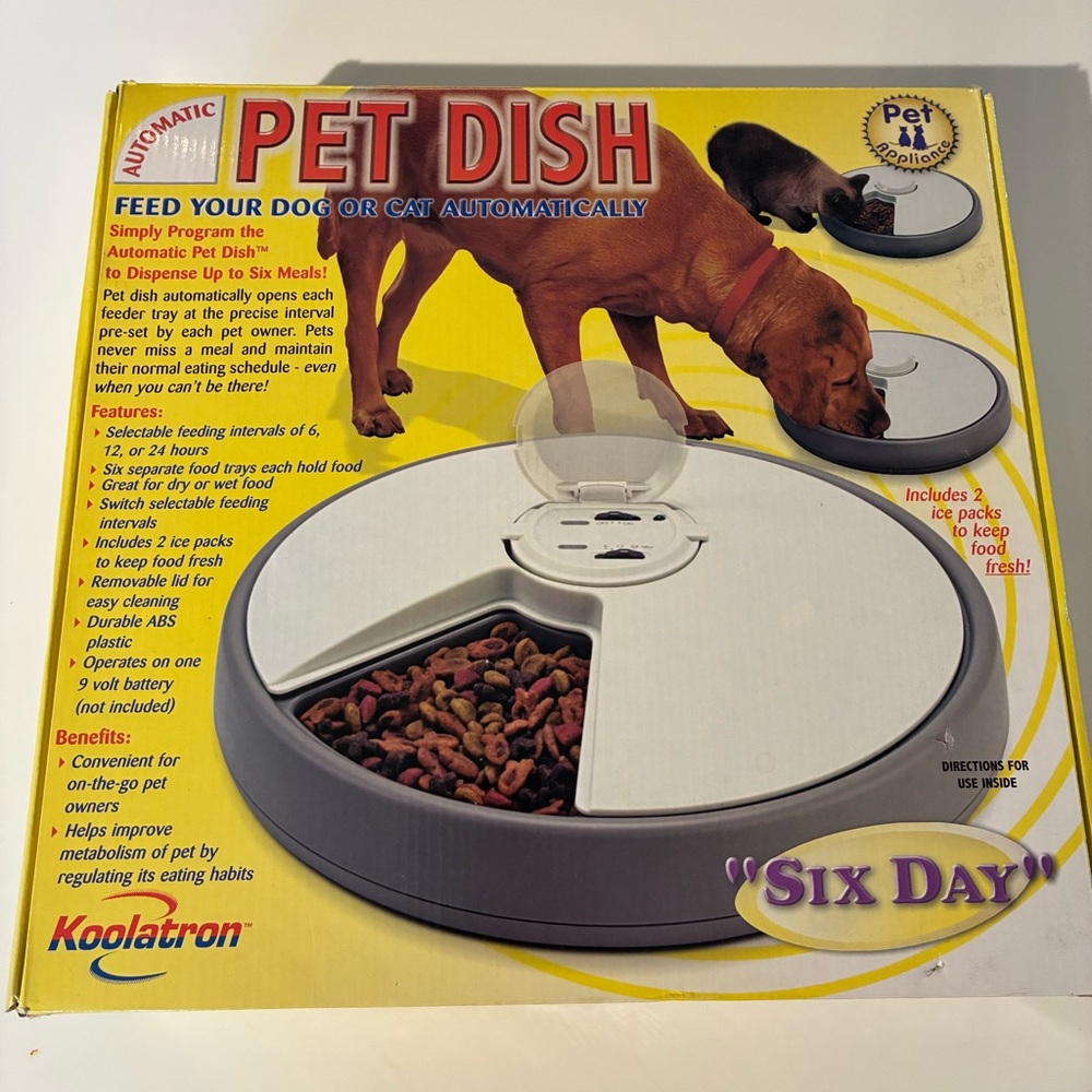 AUTOMATIC KOOLATRON SIX DAY Pet Feeder PET DISH DOG OR CAT FOOD working